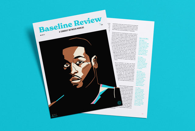 Cover spread for The Baseline Review story about Dwyane Wade. Story by Katie Heindl (Basketball Feelings). Supporting Illustration by Brian Butler (Show Drawn and Upperhand Art).